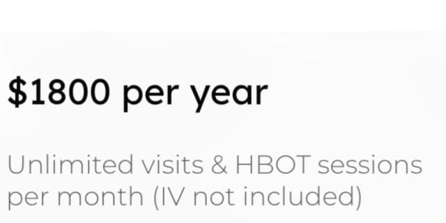 One Year Membership Package (Unlimited Visits + HBOT Session Per Month - IV Not Included)