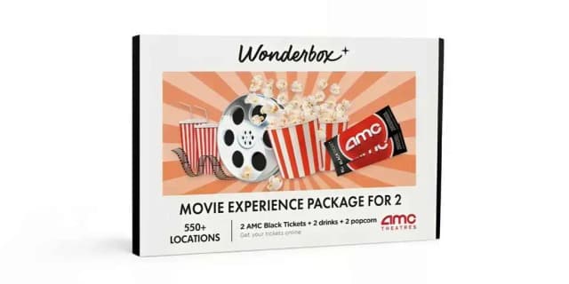 2 Black Movie Tickets to AMC Theatres®, 2 Regular Drinks with 2 Regular Popcorns