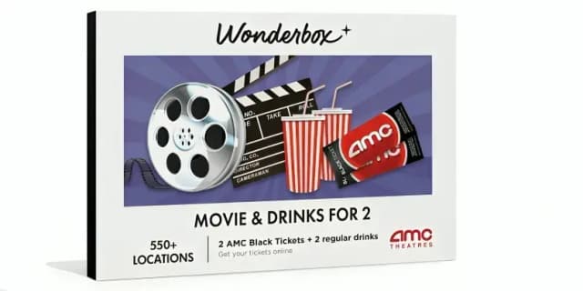 2 Black Movie Tickets to AMC Theatres® with 2 Regular Drinks