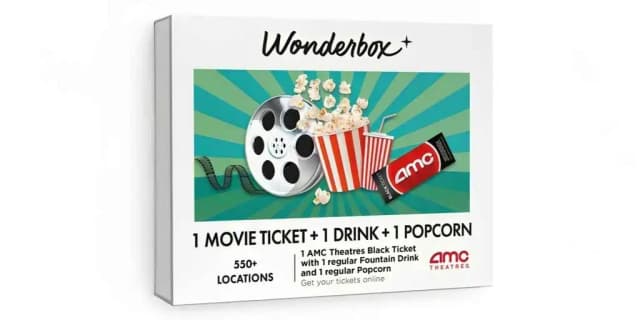 1 Black Movie Ticket to AMC Theatres®, 1 Regular Drink with 1 Regular Popcorn