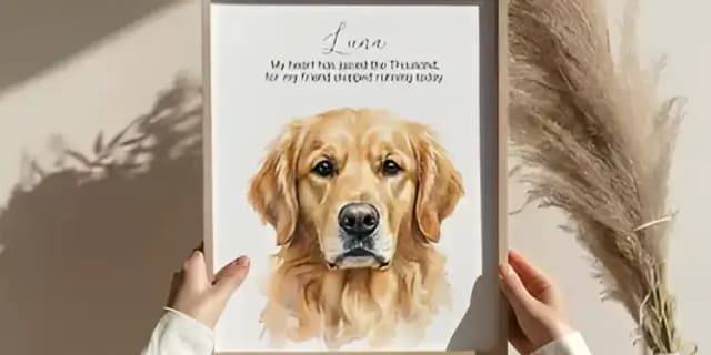 16" x 20" Watercolor Pet Portrait With Name- Digital File