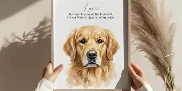 12" x 18" Custom Watercolor Pet Portrait With Name- Digital File