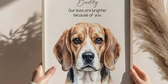11" x 14" Custom Watercolor Pet Portrait With Name- Digital File