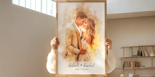 One 14''x11" Custom Watercolor Photo Canvas Print - Digital File