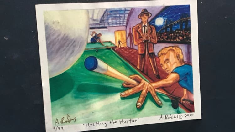 Billiard Art by Arthur Robins “HUSTLING THE HUSTLER”